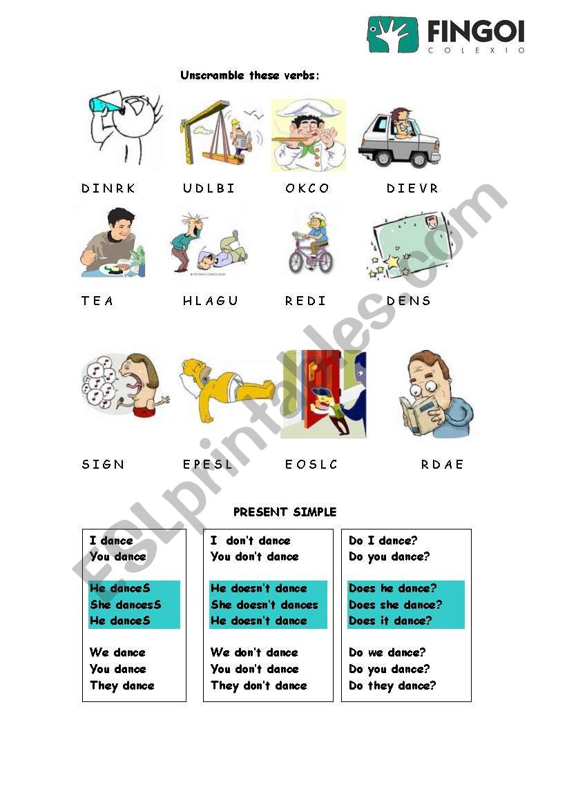 Present simple exercises worksheet