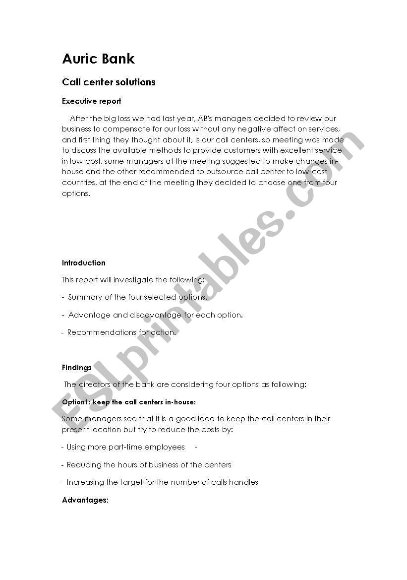bussiness report example worksheet