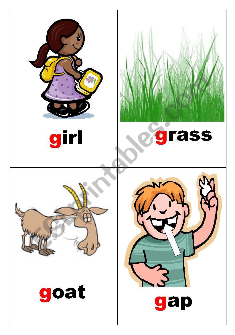 Flash cards for letters g-i worksheet