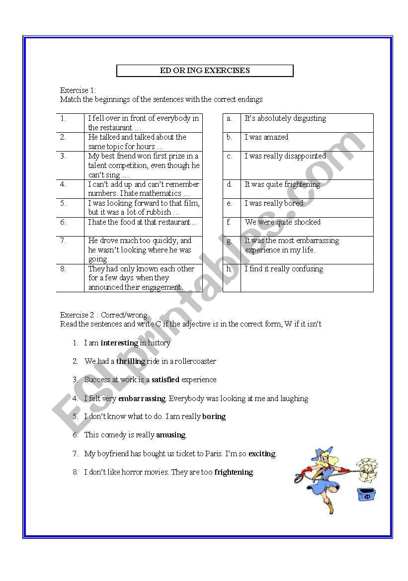 ED/ING adjectives worksheet