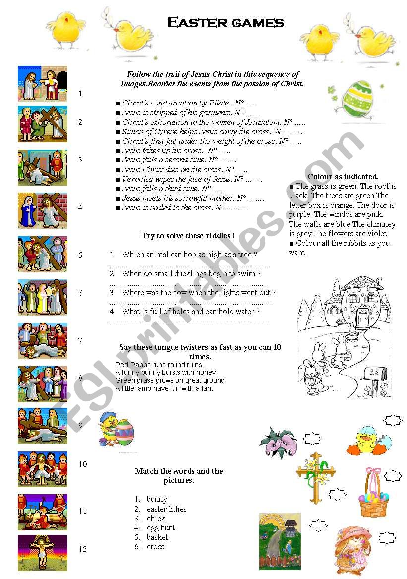 easter games worksheet