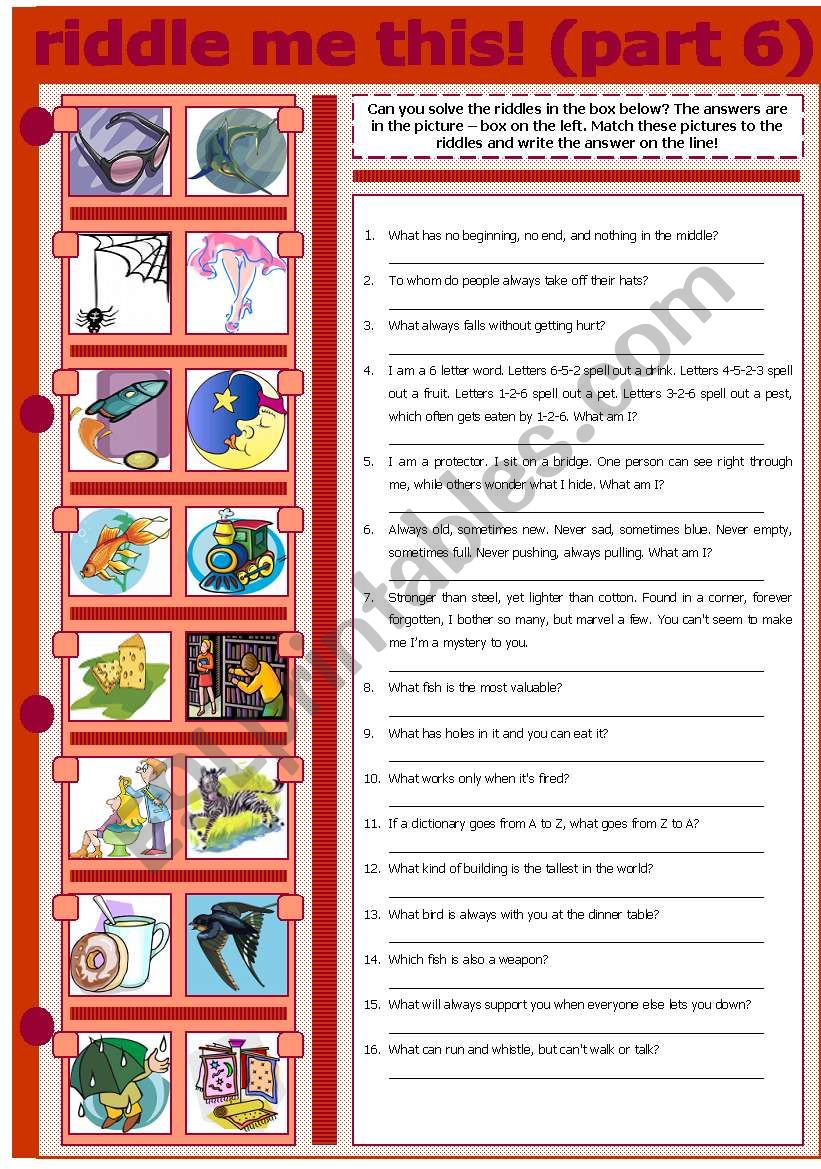 RIDDLE ME THIS! (PART 6) worksheet