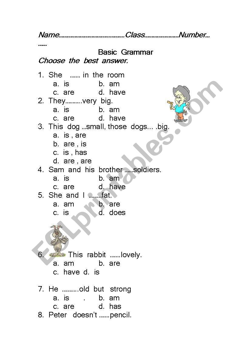 english-worksheets-basic-grammar-test