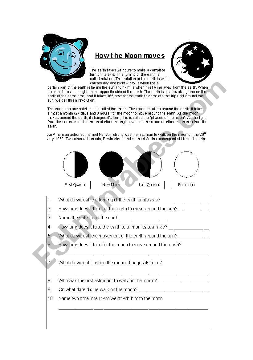 Phases of the moon worksheet