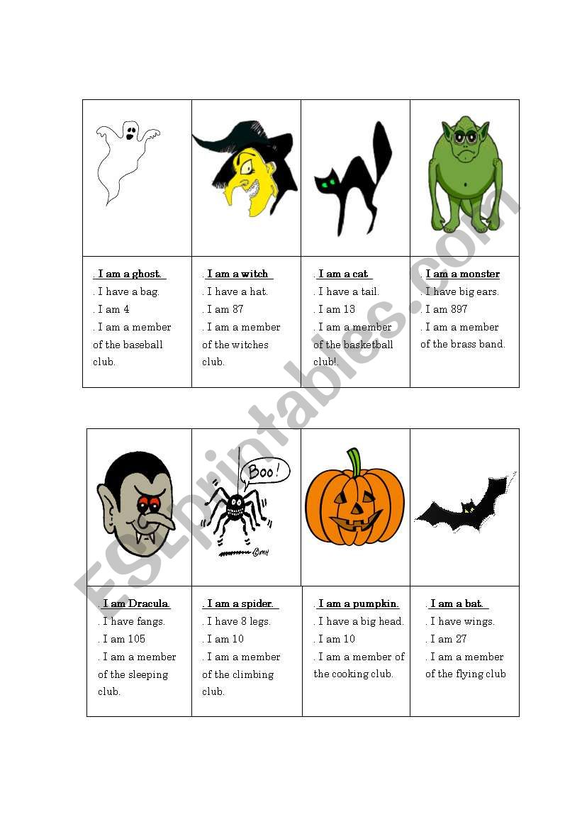 Halloween guessing game worksheet