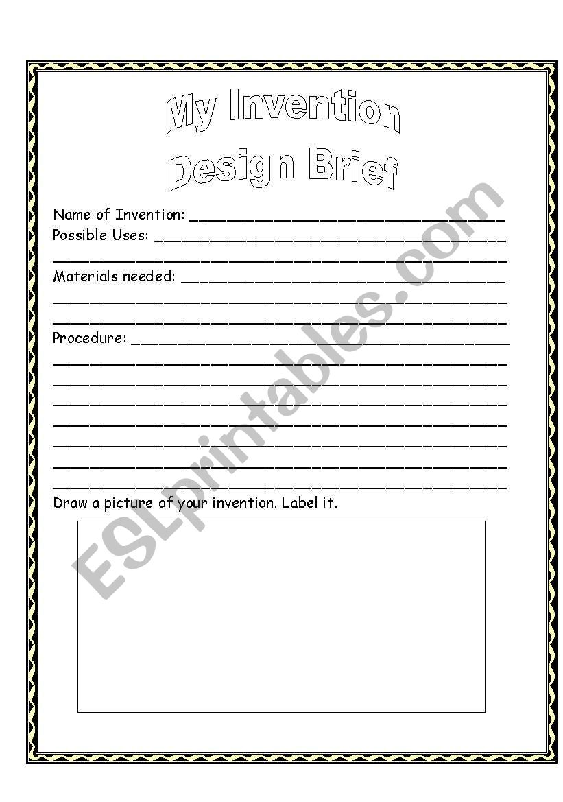 Invention Design Brief worksheet