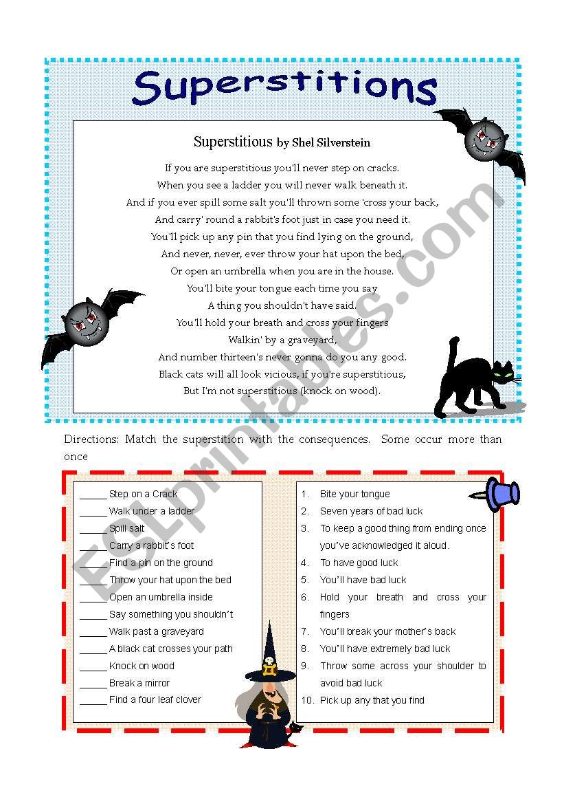 Superstitions worksheet