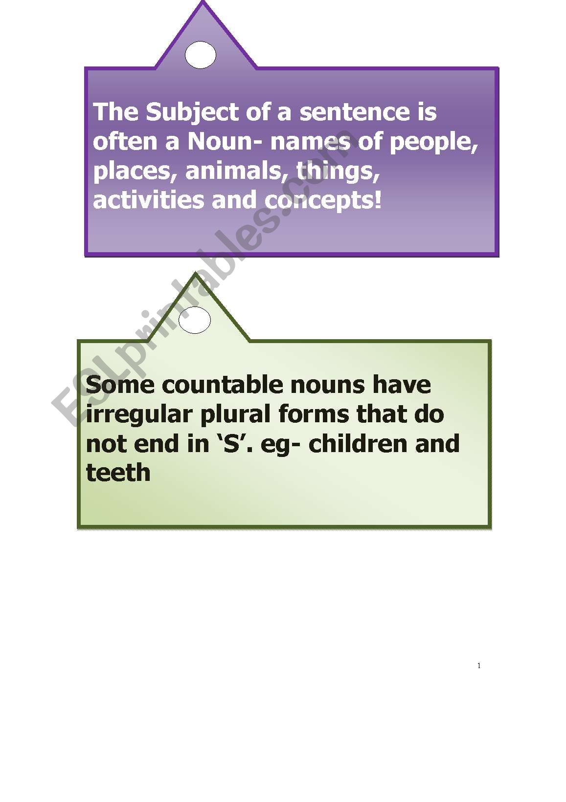 Danglers- Grammar Rules worksheet