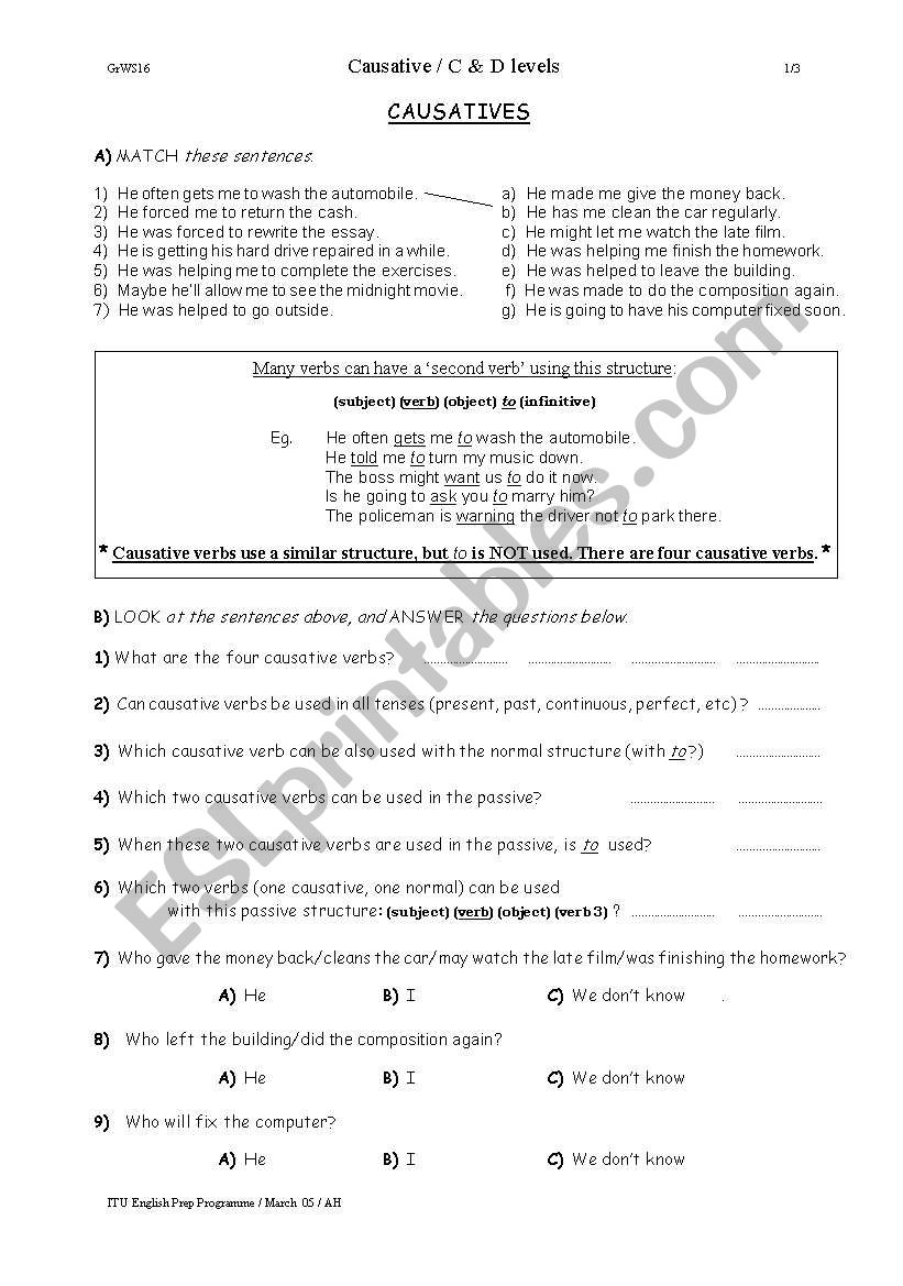 causatives worksheet