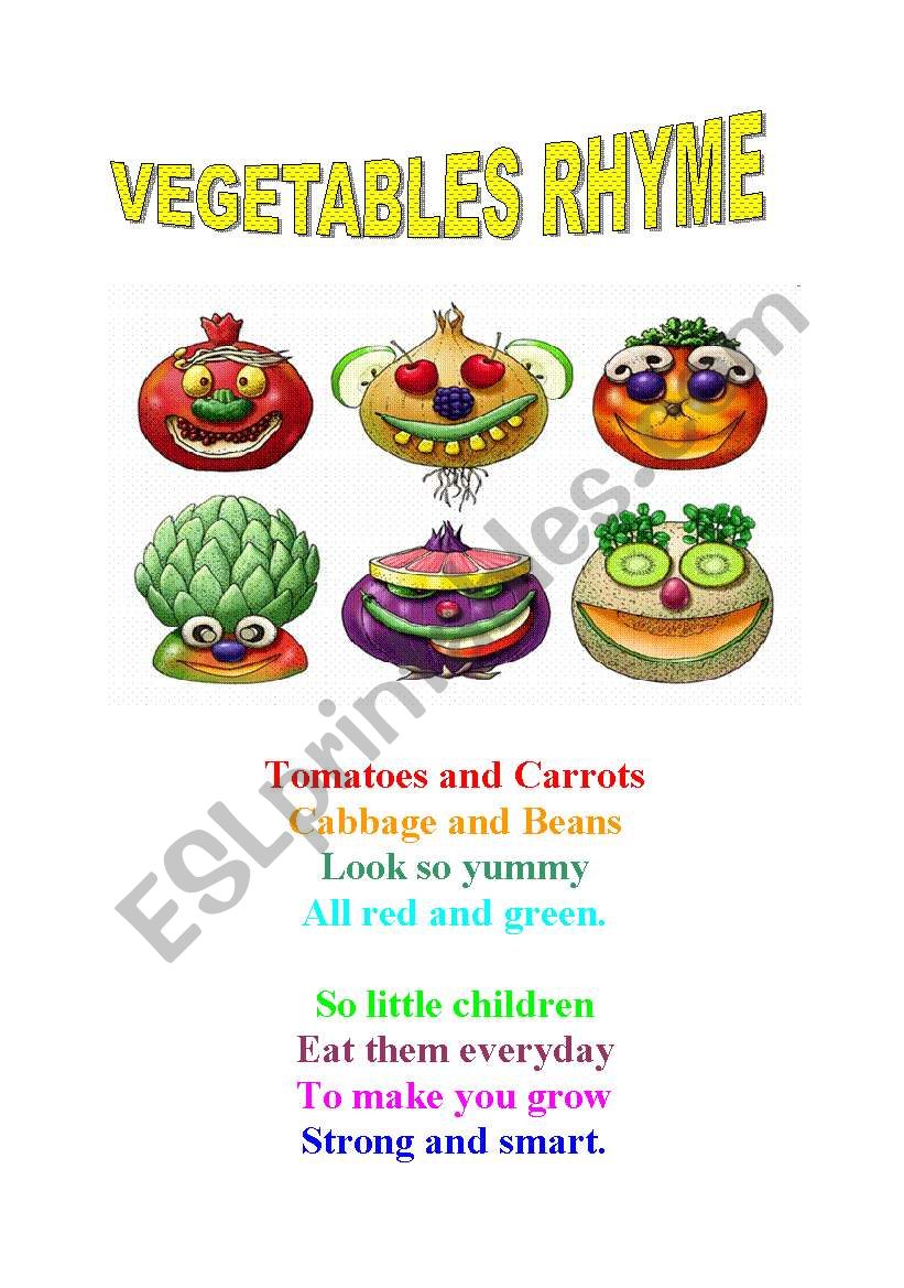 vegetables worksheet