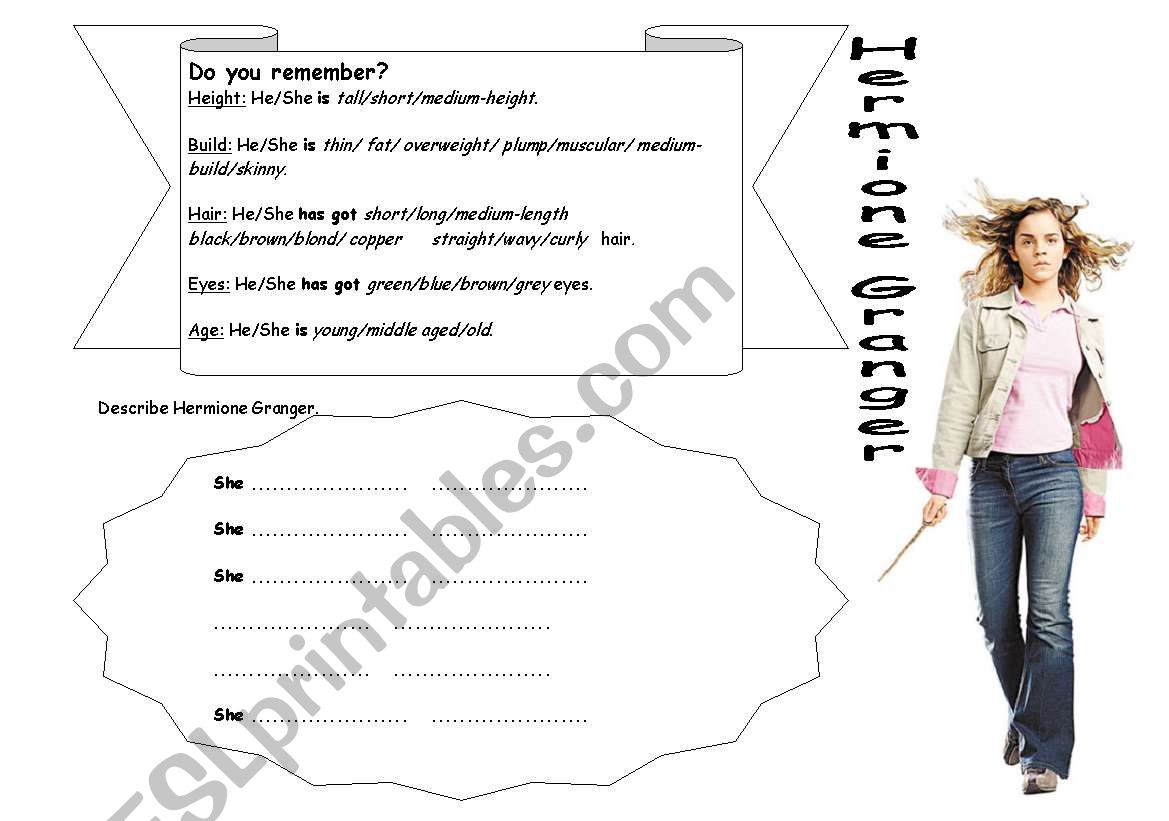 Describing people worksheet