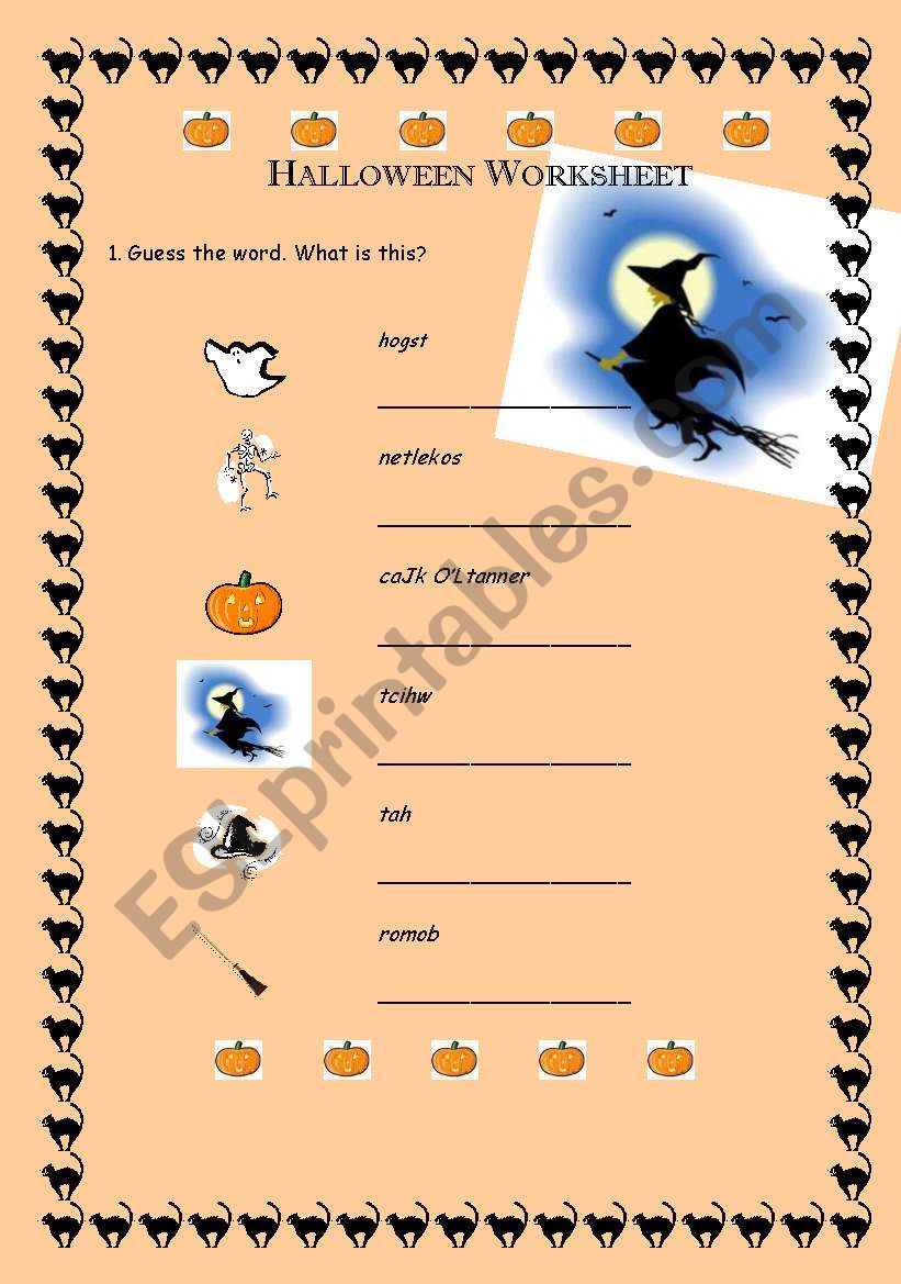 Halloween Worksheet and Wordsearch