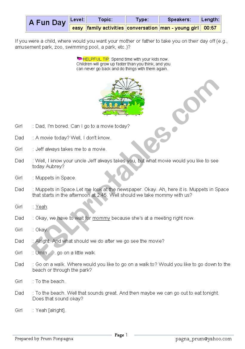 A fun day worksheet