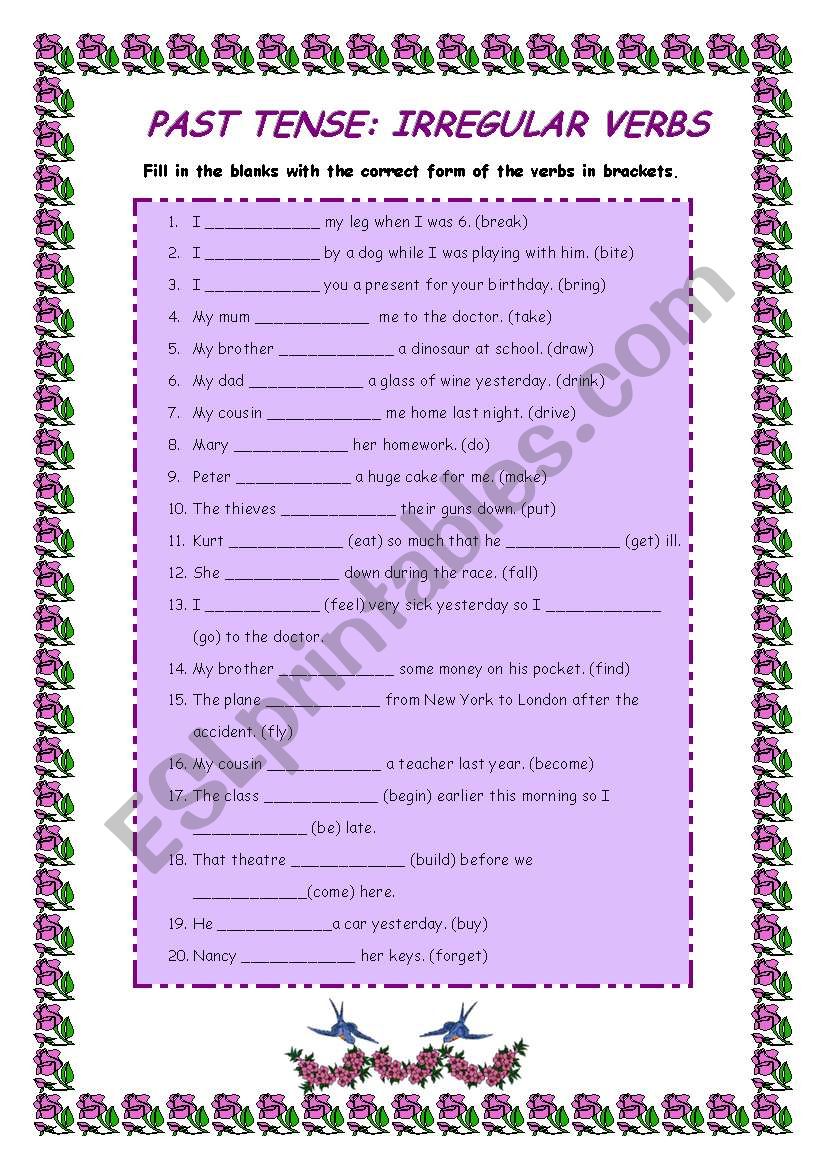 Irregular Verbs  worksheet