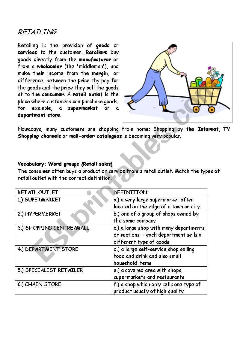 RETAILING  worksheet