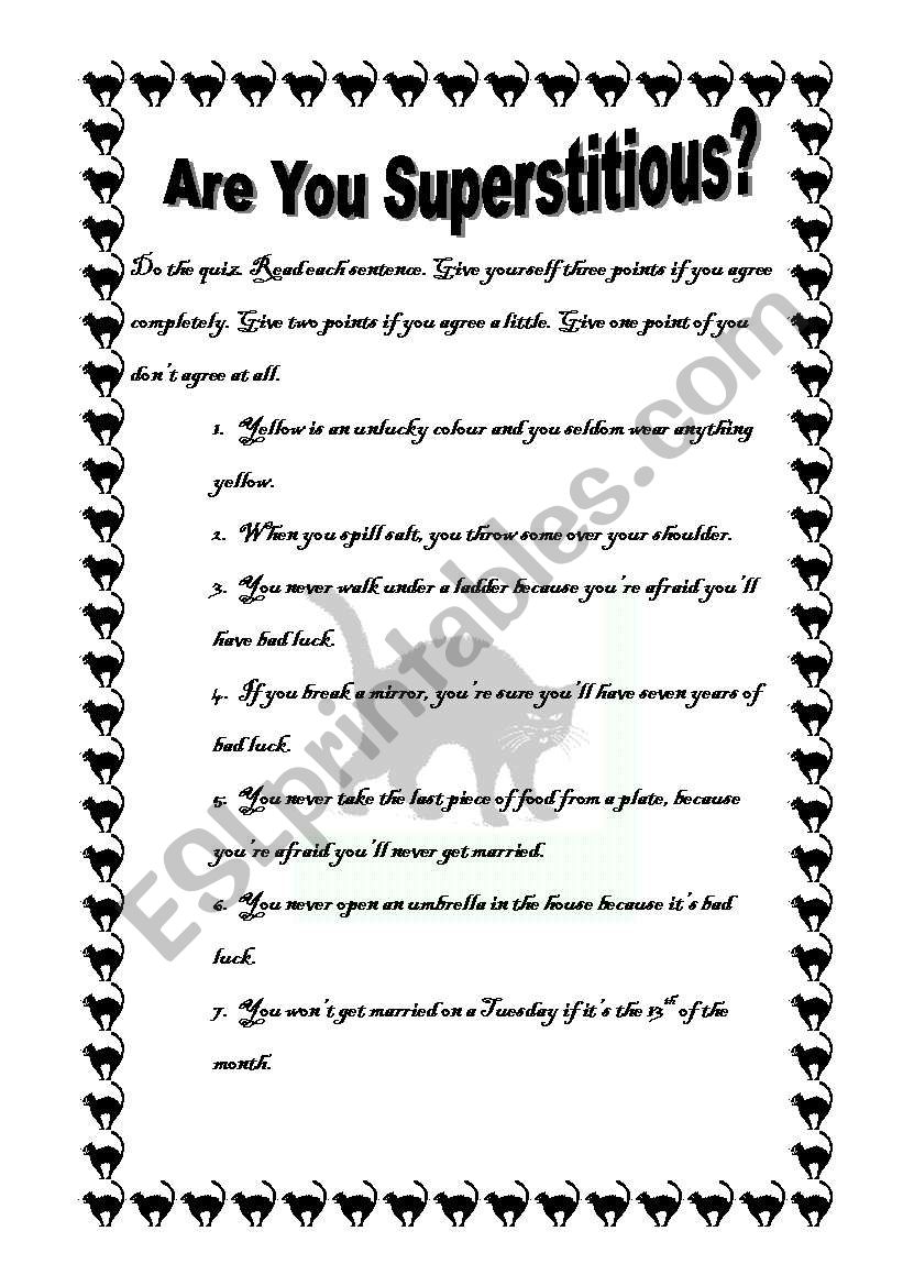 ARE YOU SUPERSTITIOUS??? worksheet