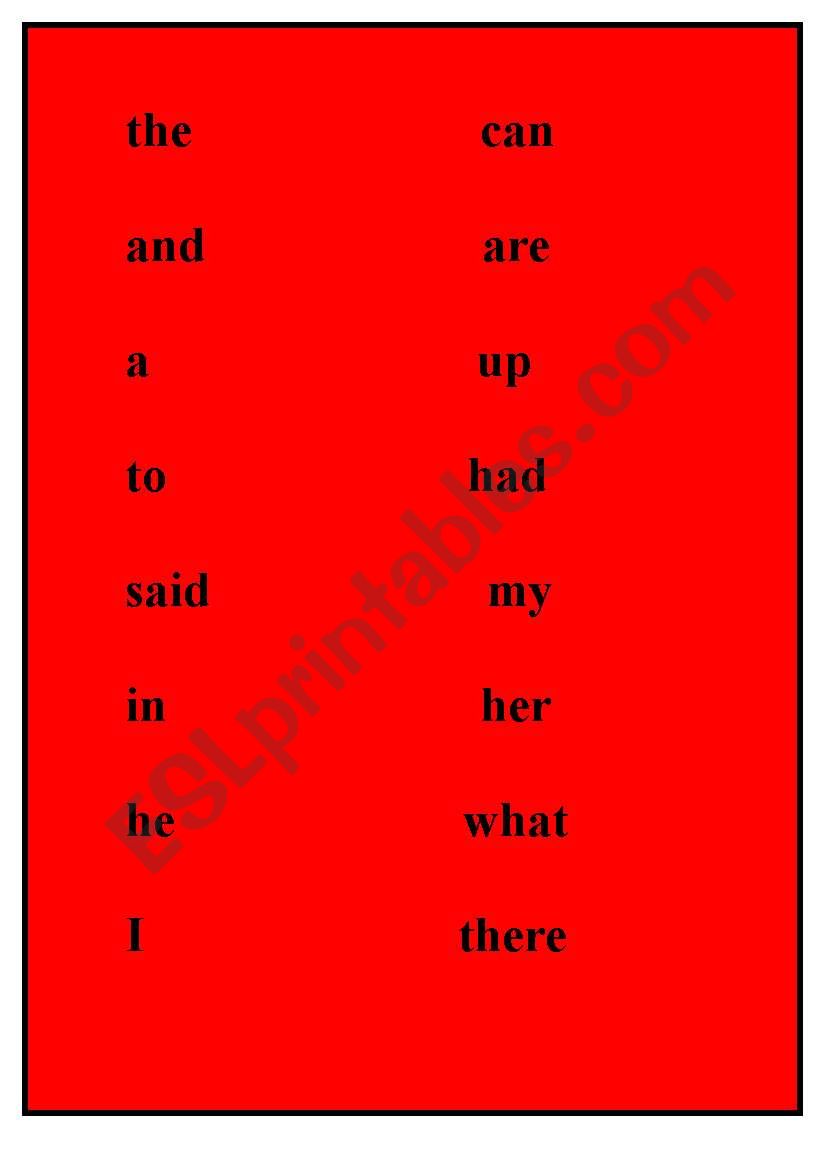 High Frequency words worksheet