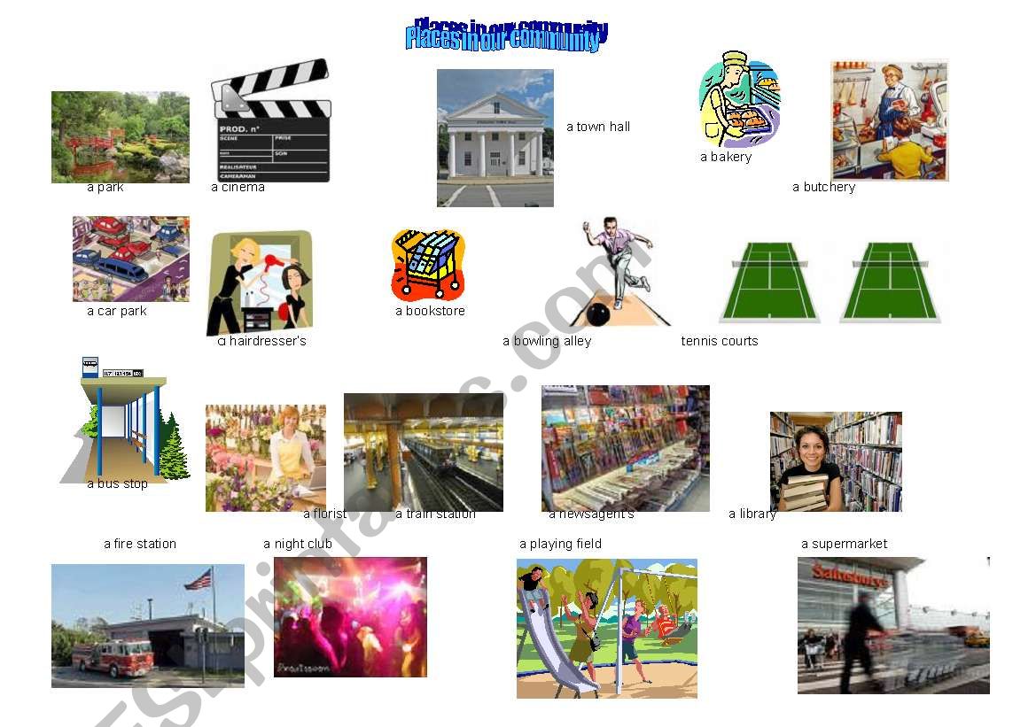 Places in our community worksheet