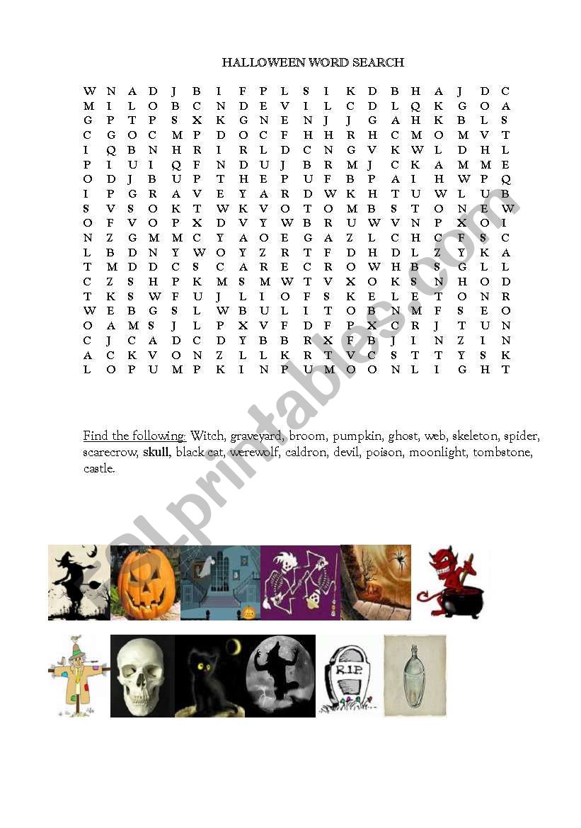 Halloween Word Search worksheet