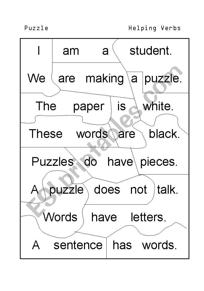 helping verb puzzel worksheet