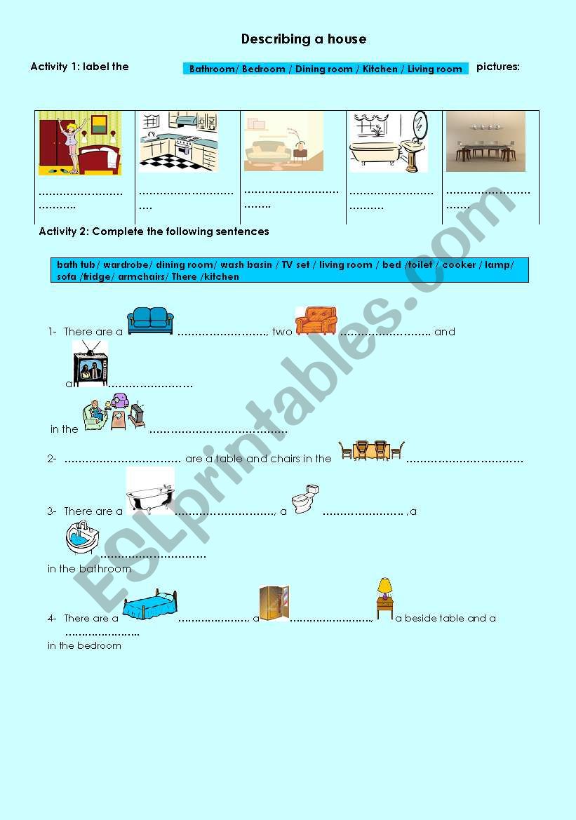 Describing a house worksheet