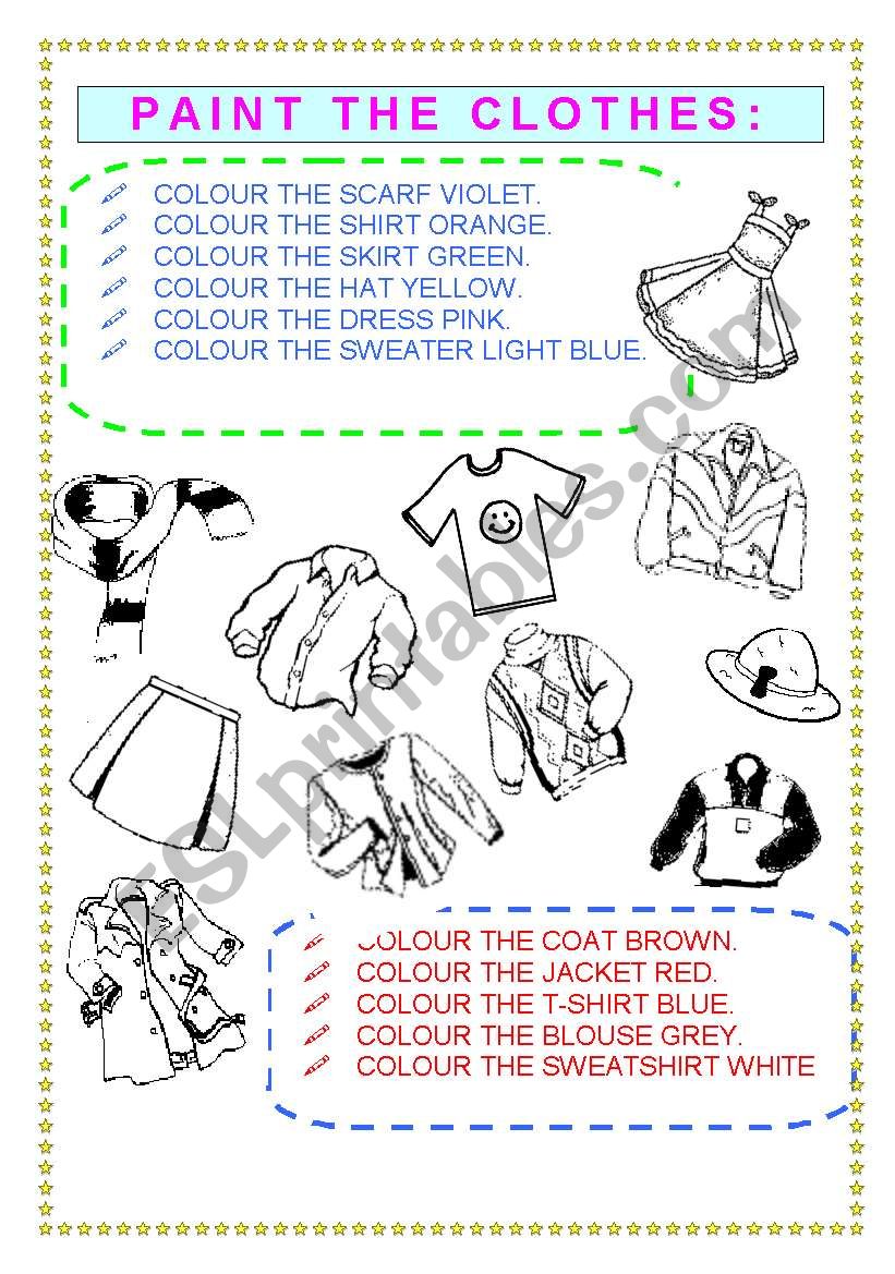 PAINT THE CL.OTHES worksheet
