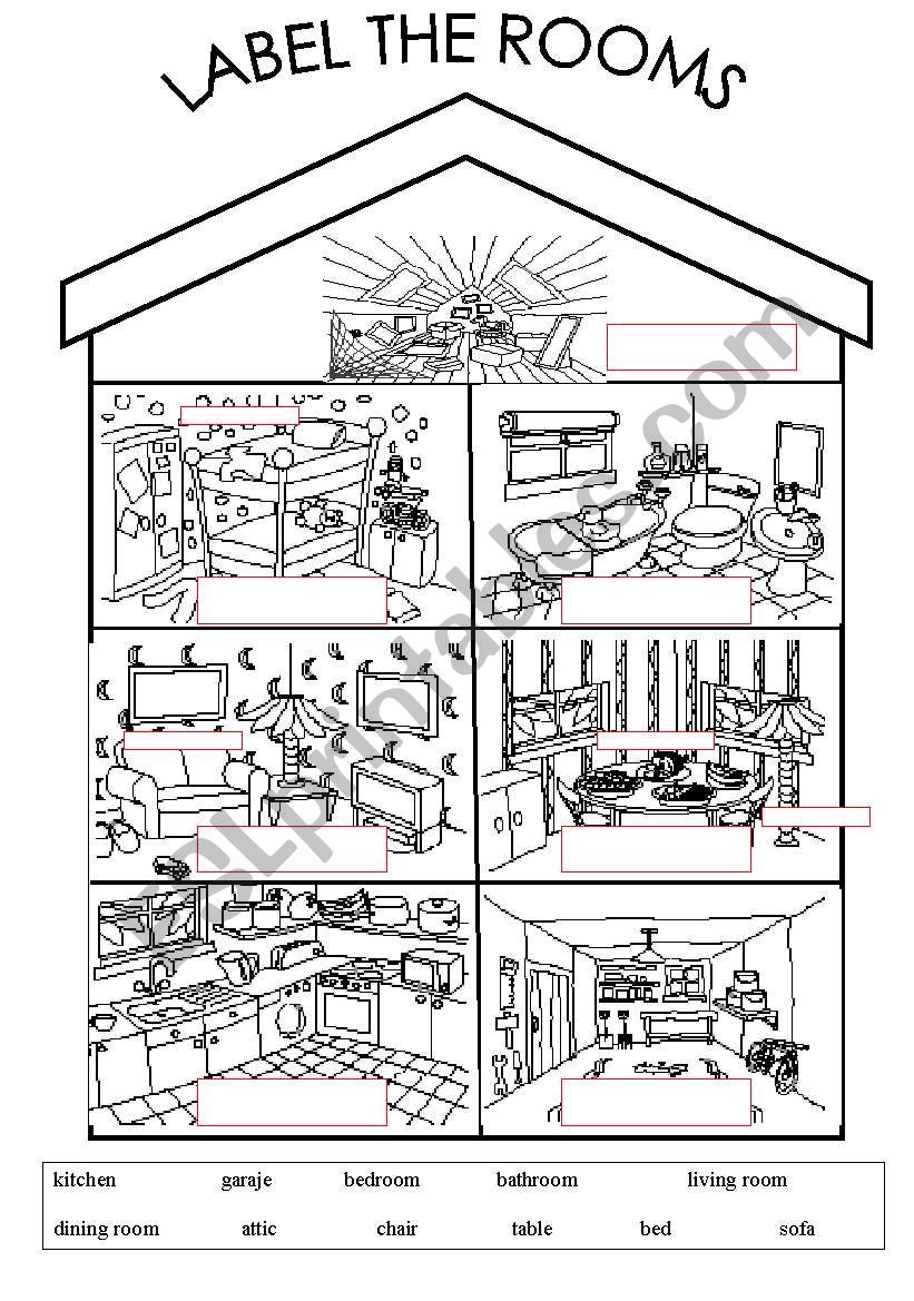 label the rooms worksheet