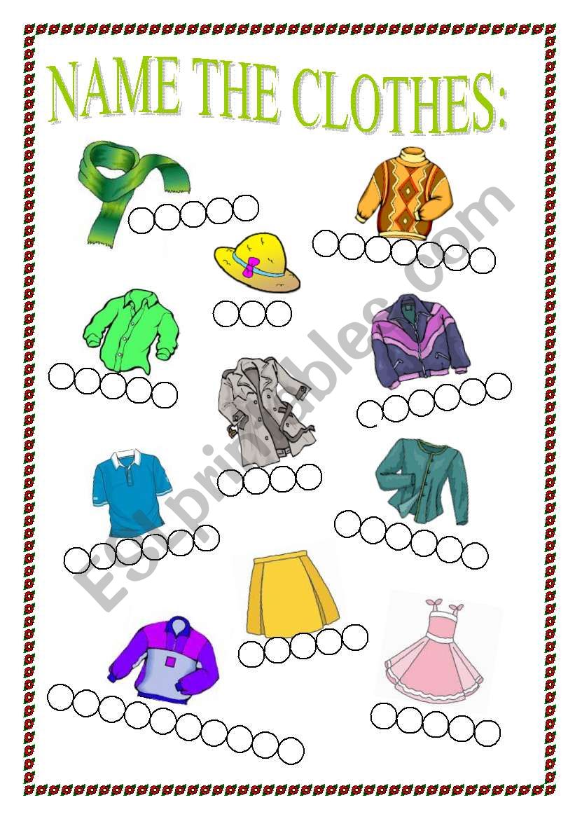 NAME THE CLOTHES worksheet