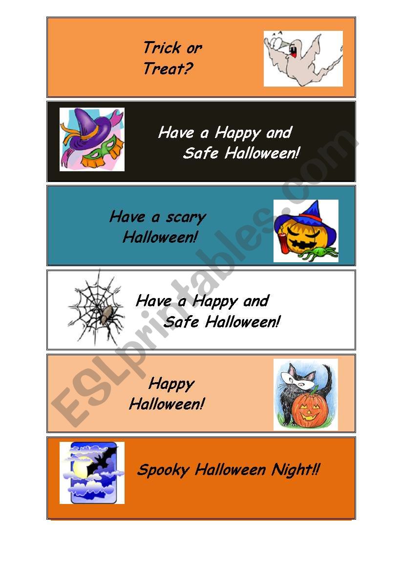 halloween bookmarks worksheet
