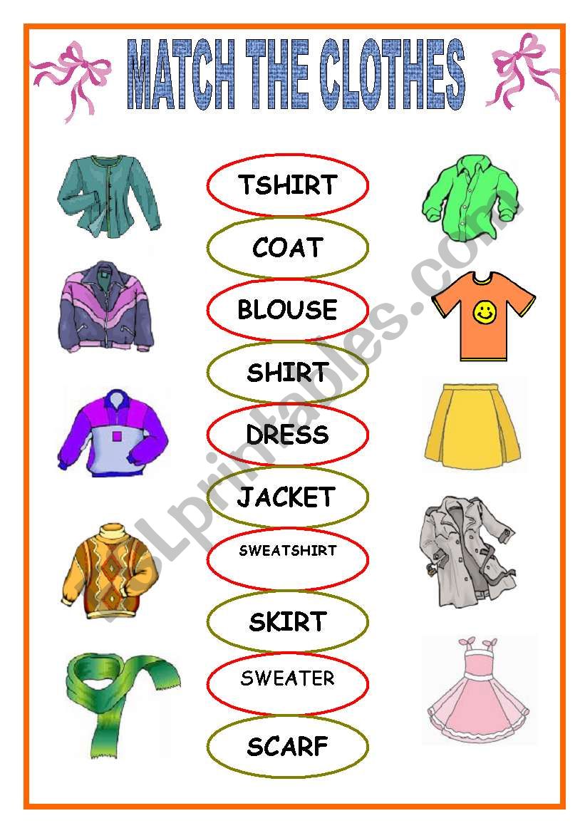 MATCH THE CLOTHES worksheet