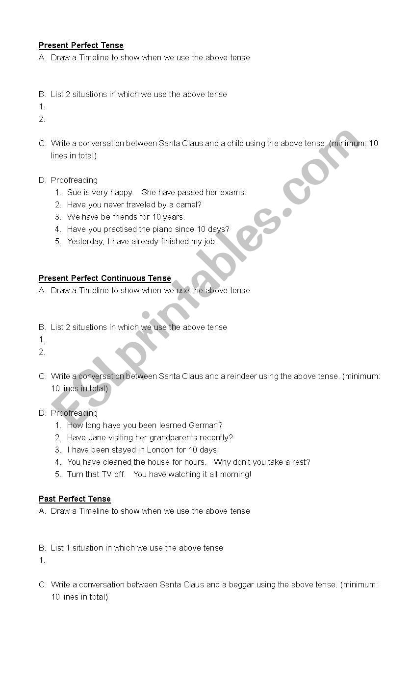 Tenses worksheet