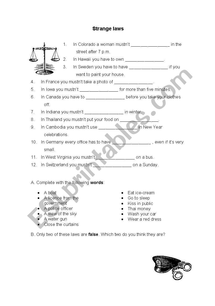 Strange Laws worksheet