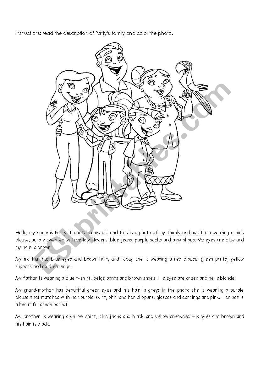 color the family worksheet