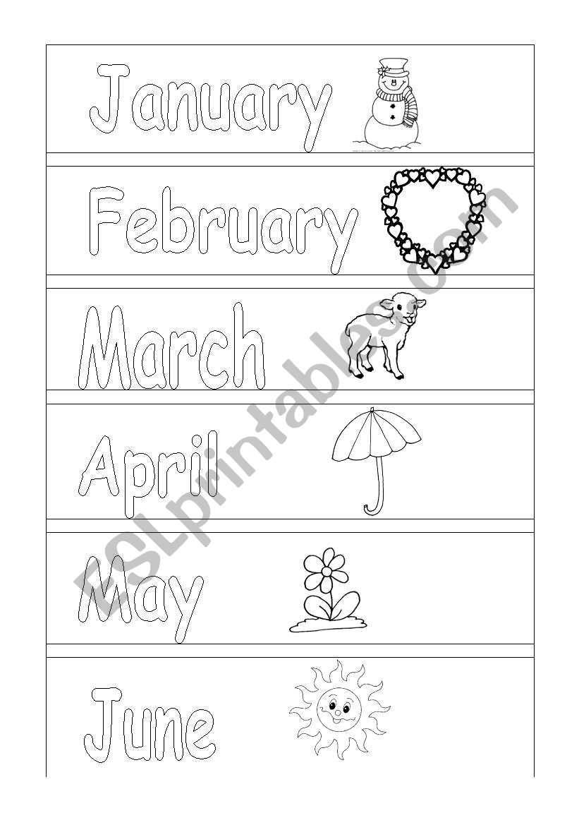 Colouring months 1 - ESL worksheet by rhian26