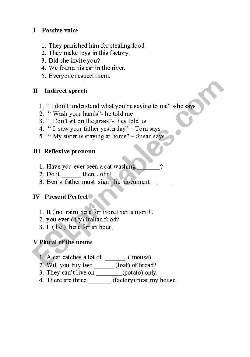 English worksheets: grammar worksheet