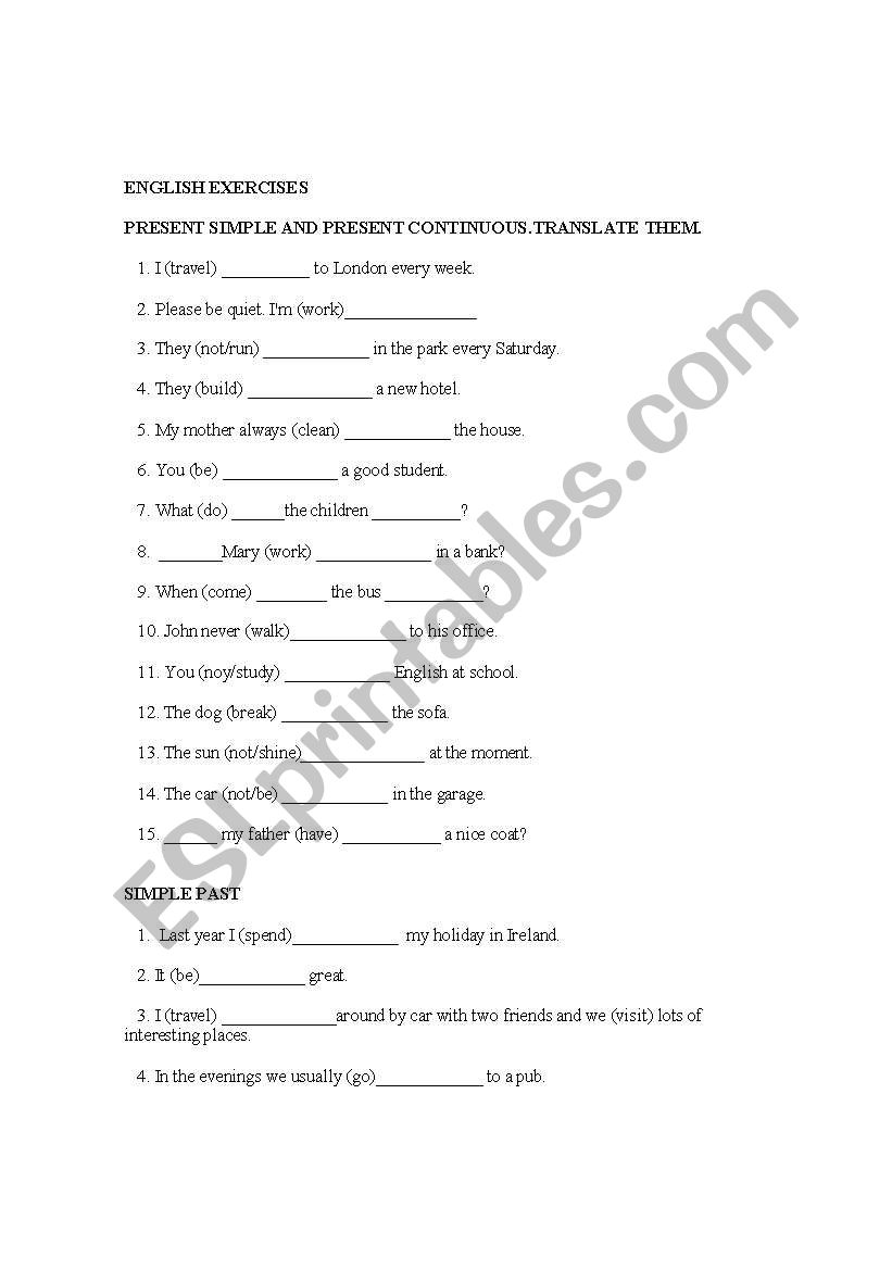 present simple/continuous and past simple