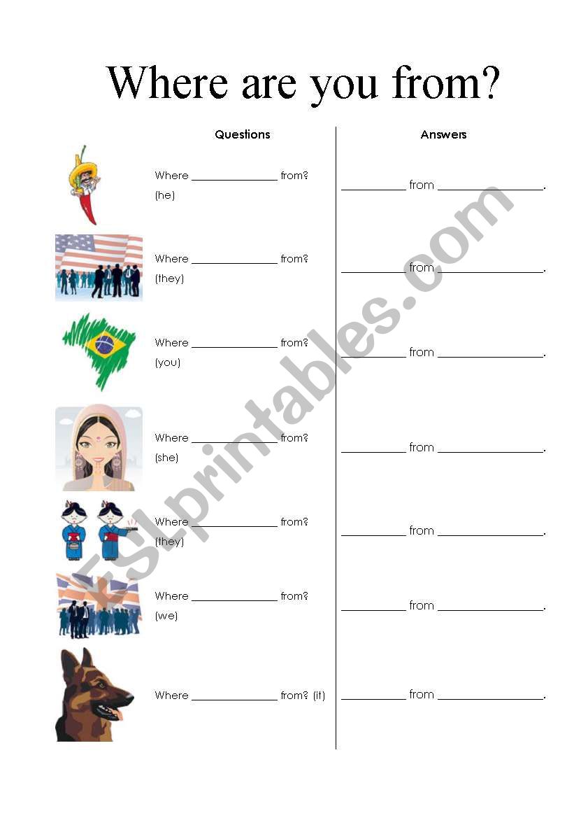 Nationalities worksheet