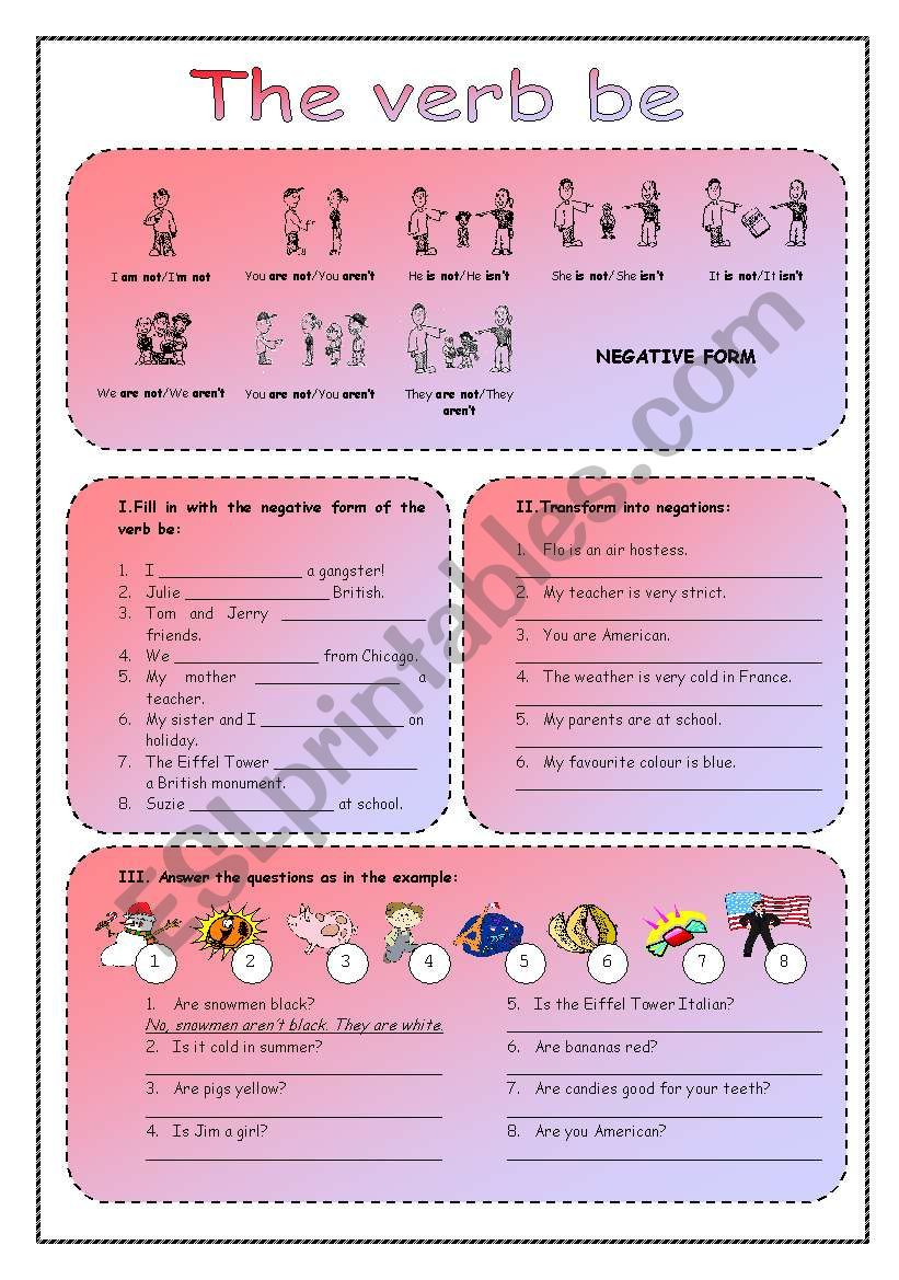 the verb be worksheet