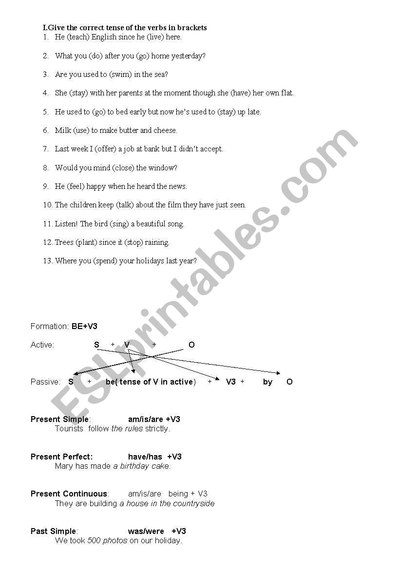 Passive voice worksheet