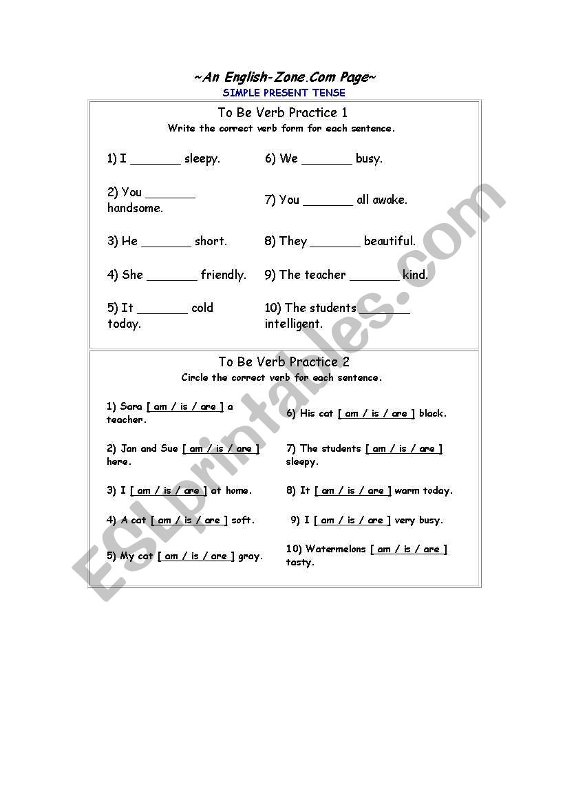 grammar worksheet to be