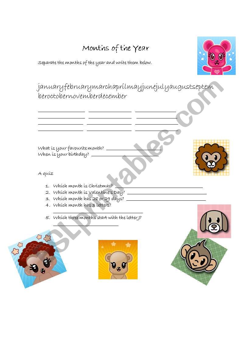 Days and Months worksheet