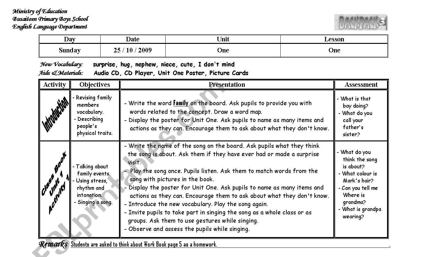 lesson plan worksheet