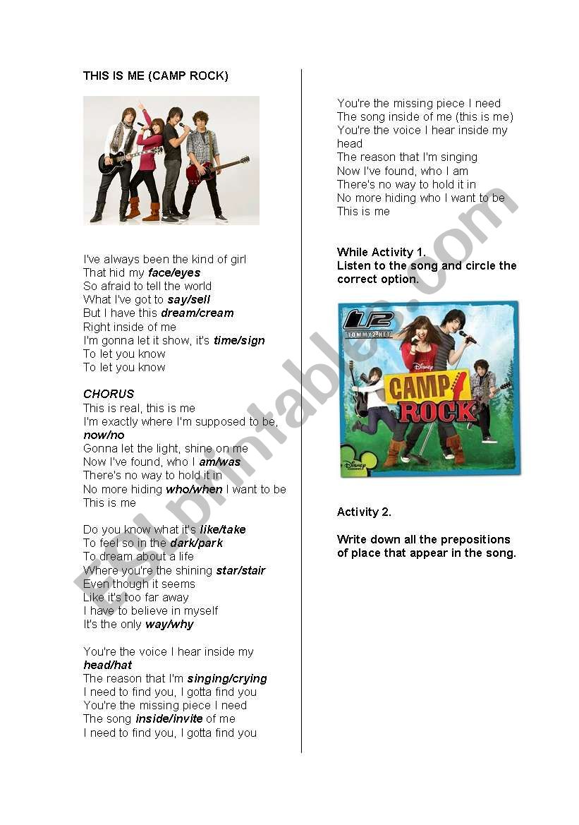 CAMP ROCK  worksheet