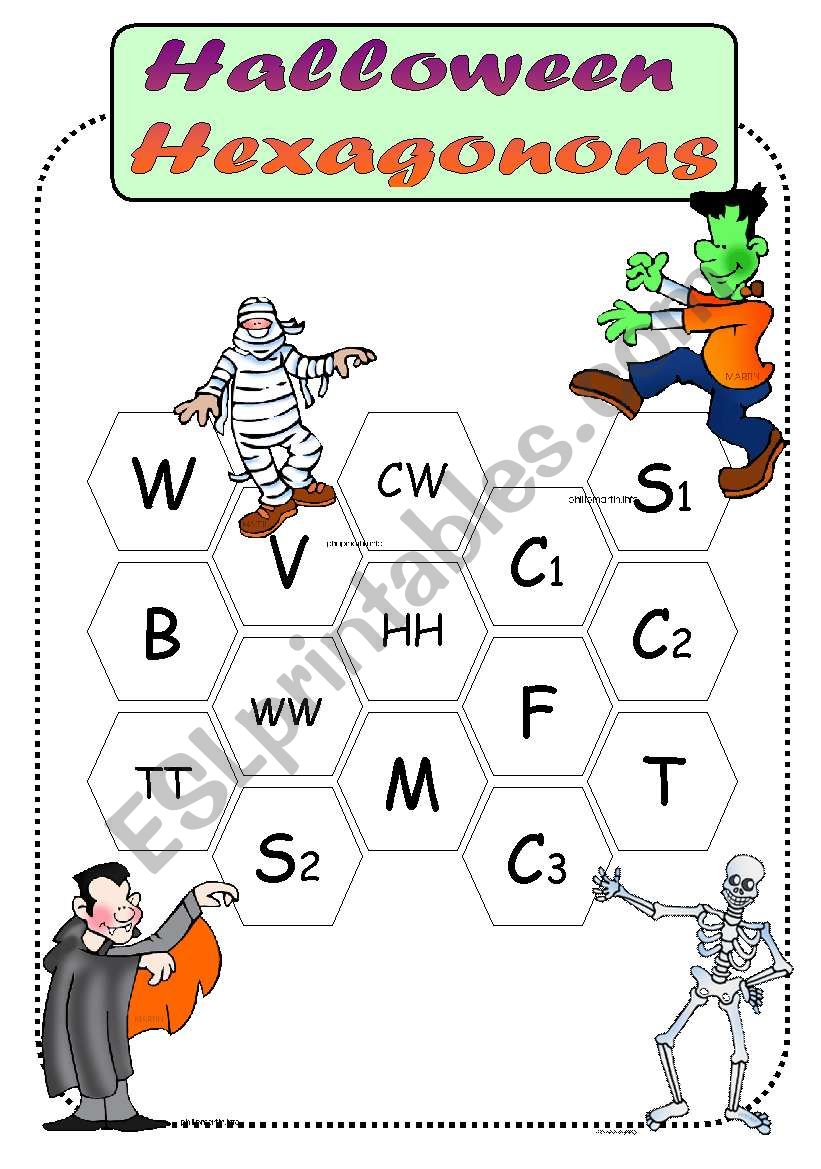 Halloween Hexagonons worksheet