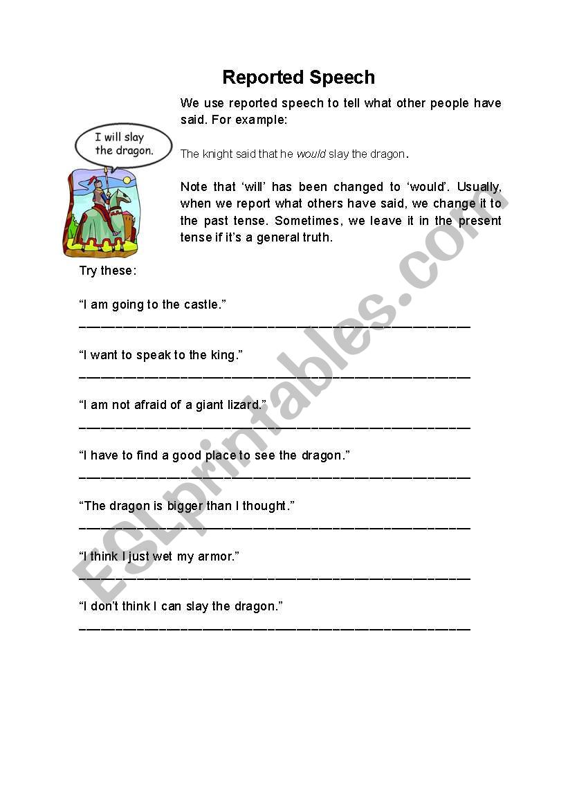 reported speech worksheets grade 5