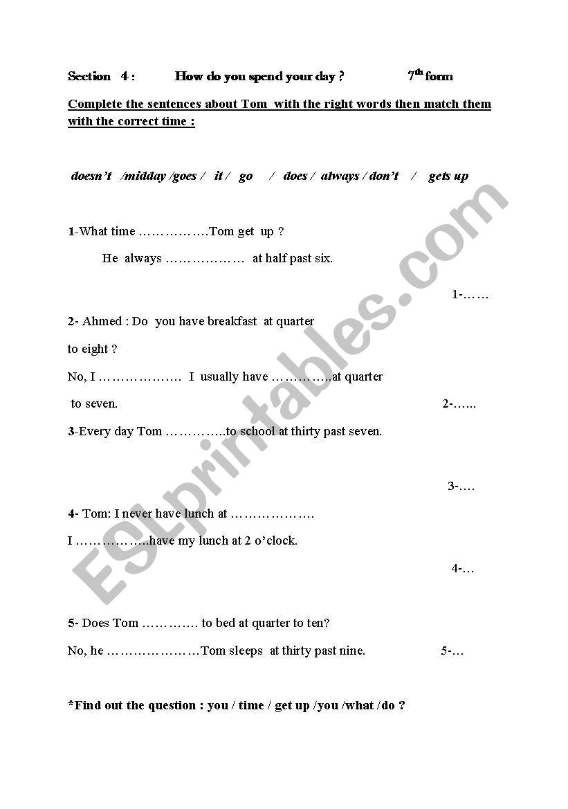 Toms routines worksheet