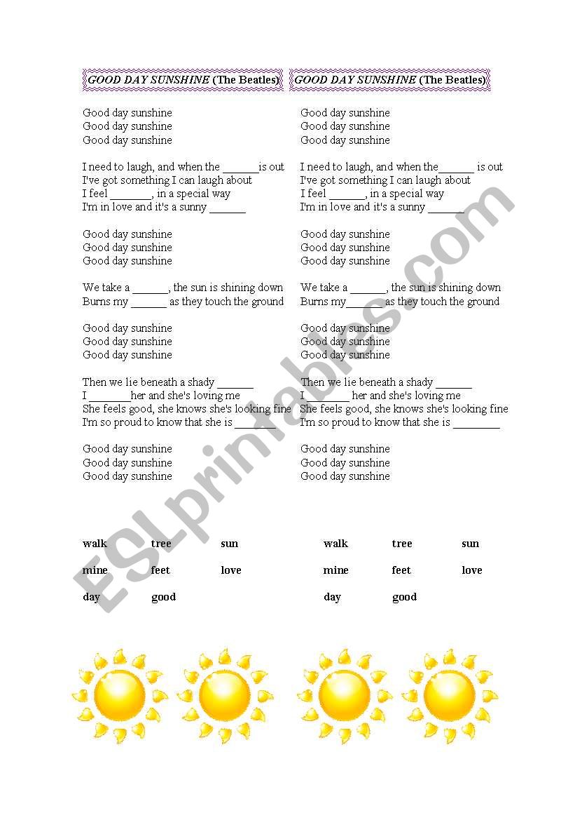 Good Day Sunshine worksheet