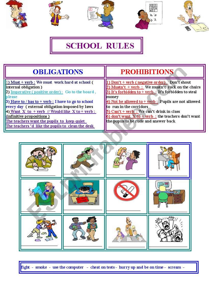 SCHOOL  RULES : prohibitions and obligations 