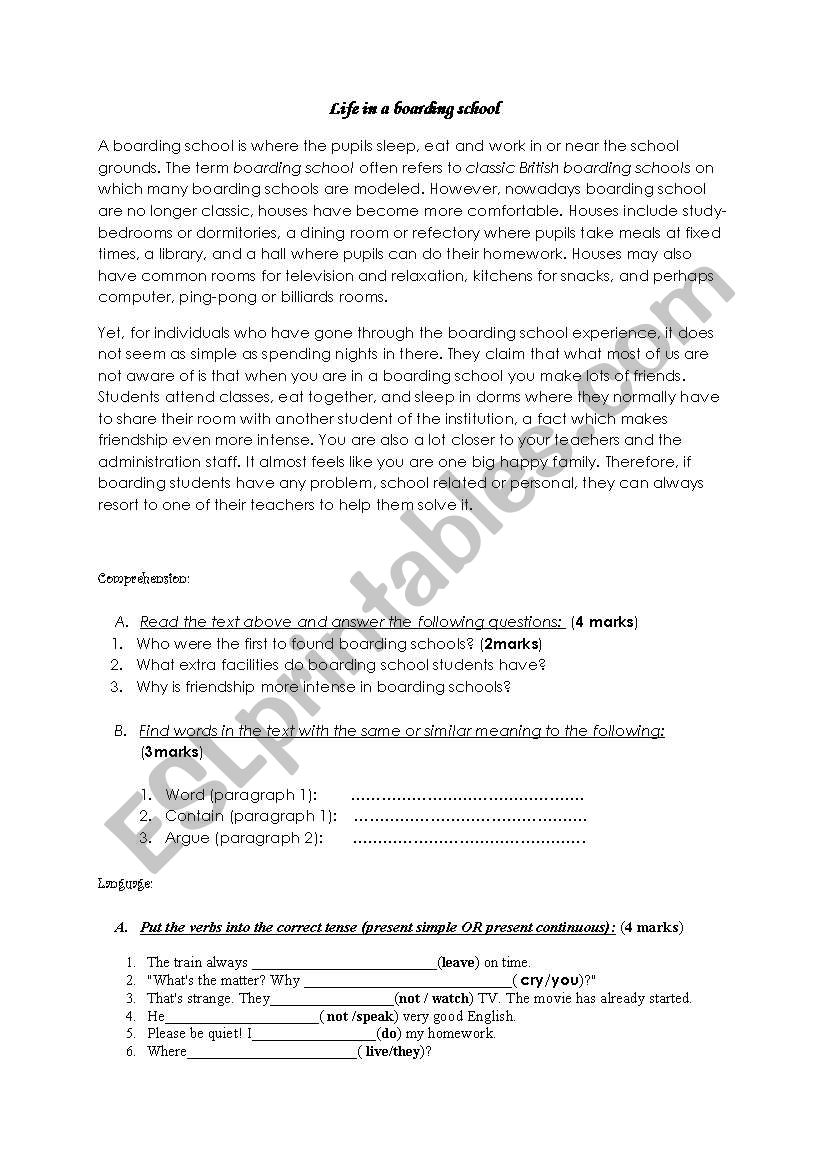 Test  worksheet