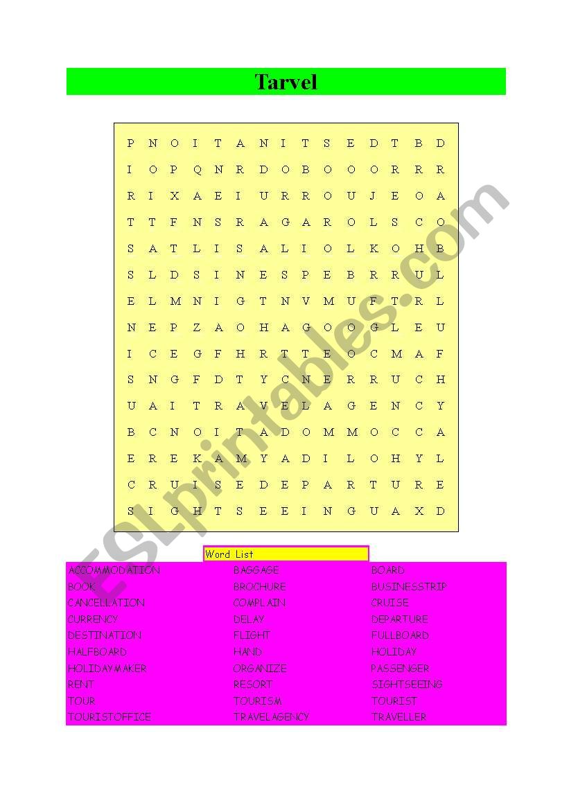 Travel worksheet